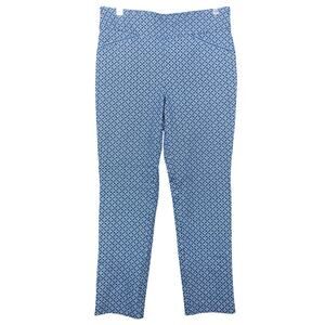 Chicos Womens Pants Blue White Fabulously Slimming Pull On Ankle Stretch 1